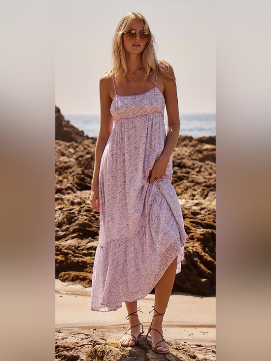 saltwater LUXE Dresses & Skirts - Saltwater Luxe Loe Midi Dress Tie Strap Boho Smocked Back Size S NWT